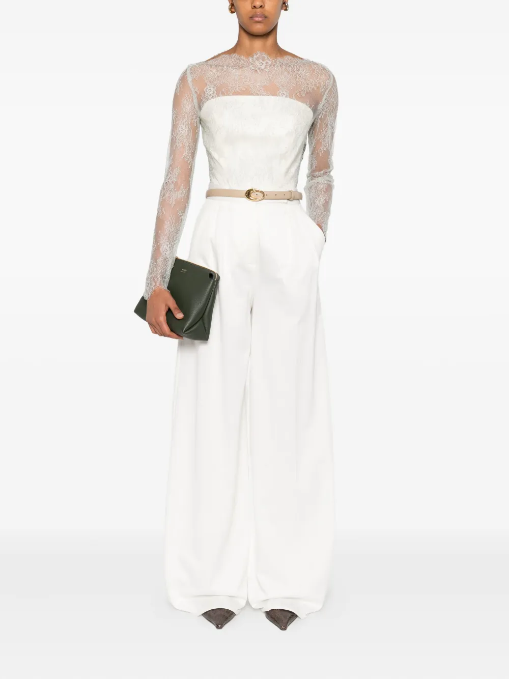 Alberta Ferretti Top met lange mouwen en kant - Groen