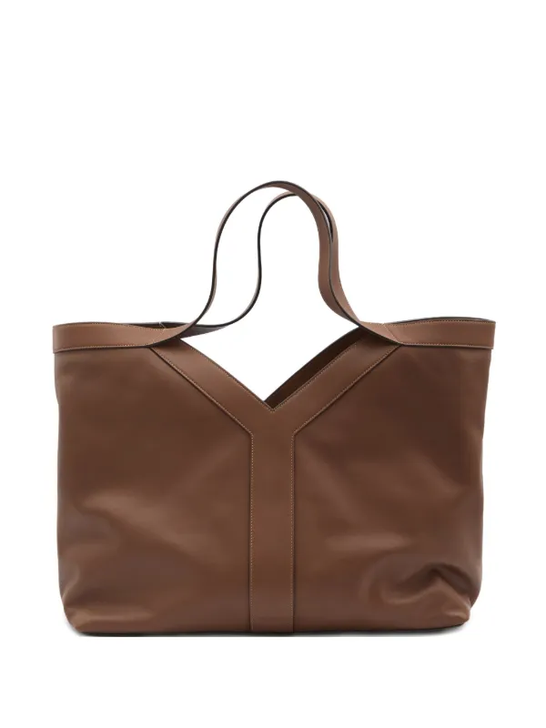 Saint Laurent Y レザー ハンドバッグ L | ブラウン | FARFETCH JP