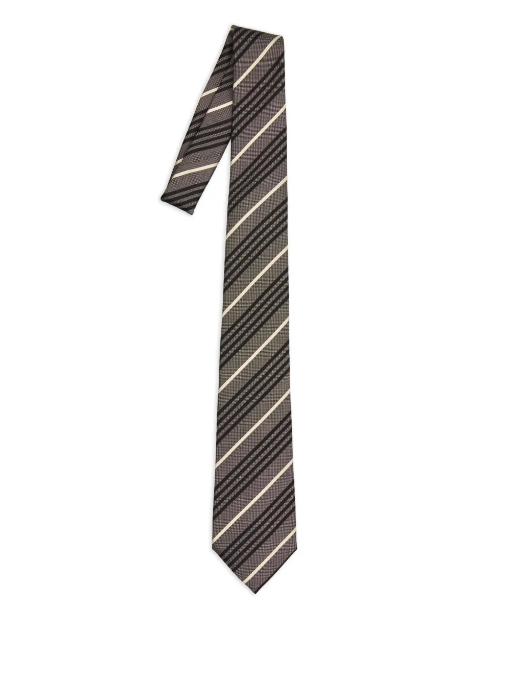 Saint Laurent diagonal-striped silk tie Grijs