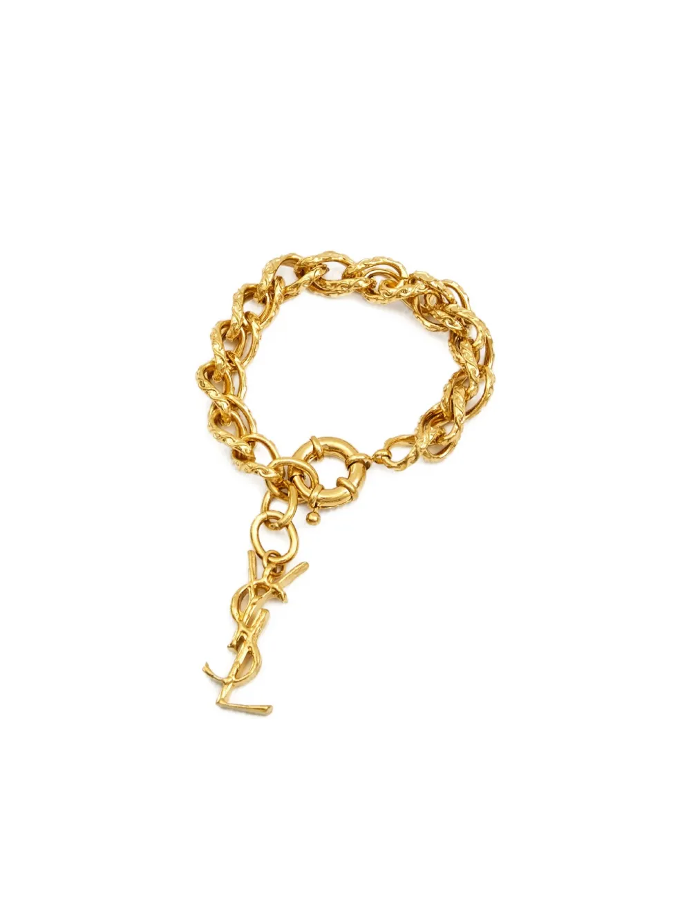 detailed-chain logo-pendant bracelet
