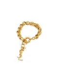 Saint Laurent detailed-chain logo-pendant bracelet - Gold