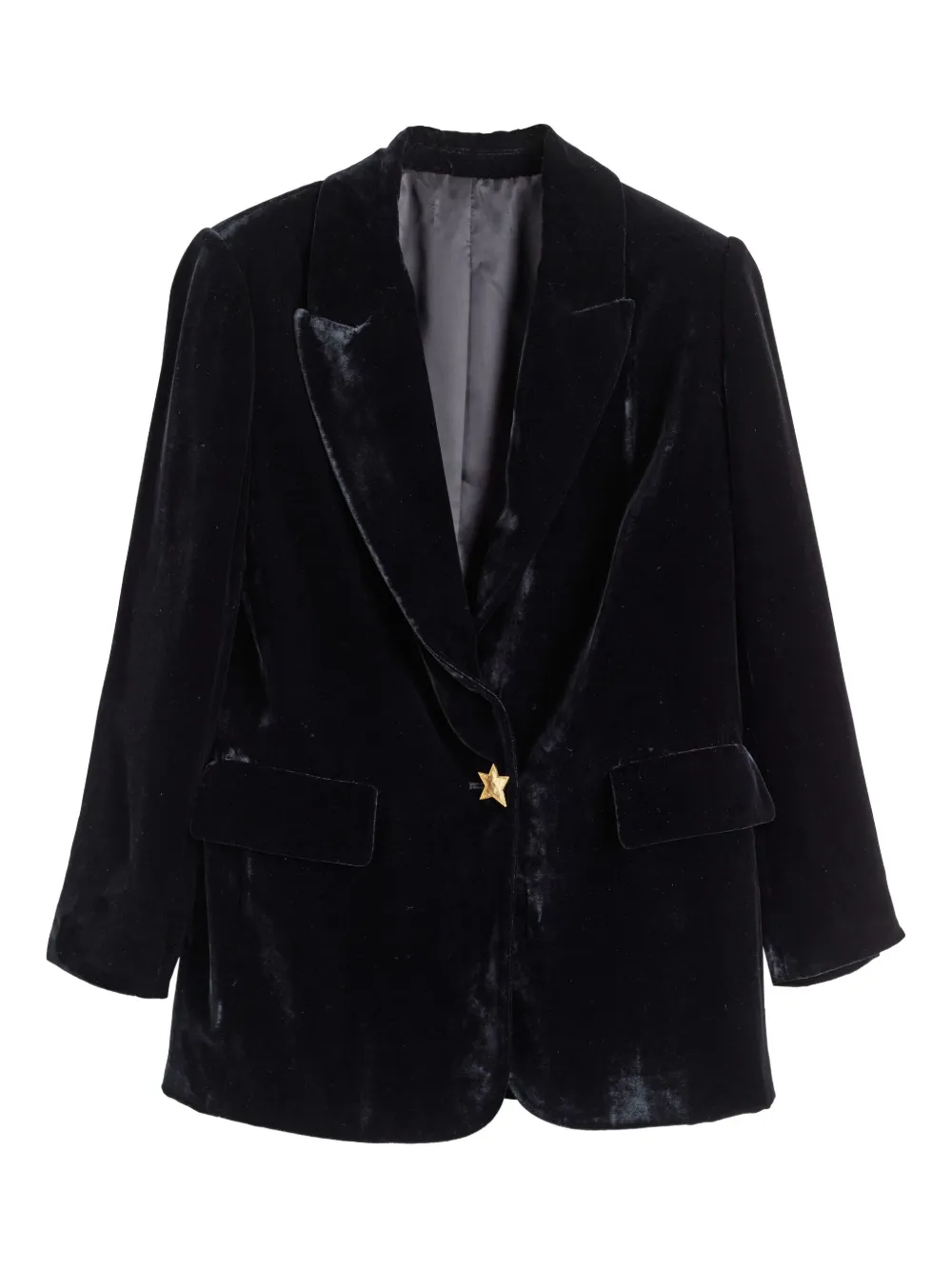 Chinti & Parker Velvet Star-motif Blazer In Black