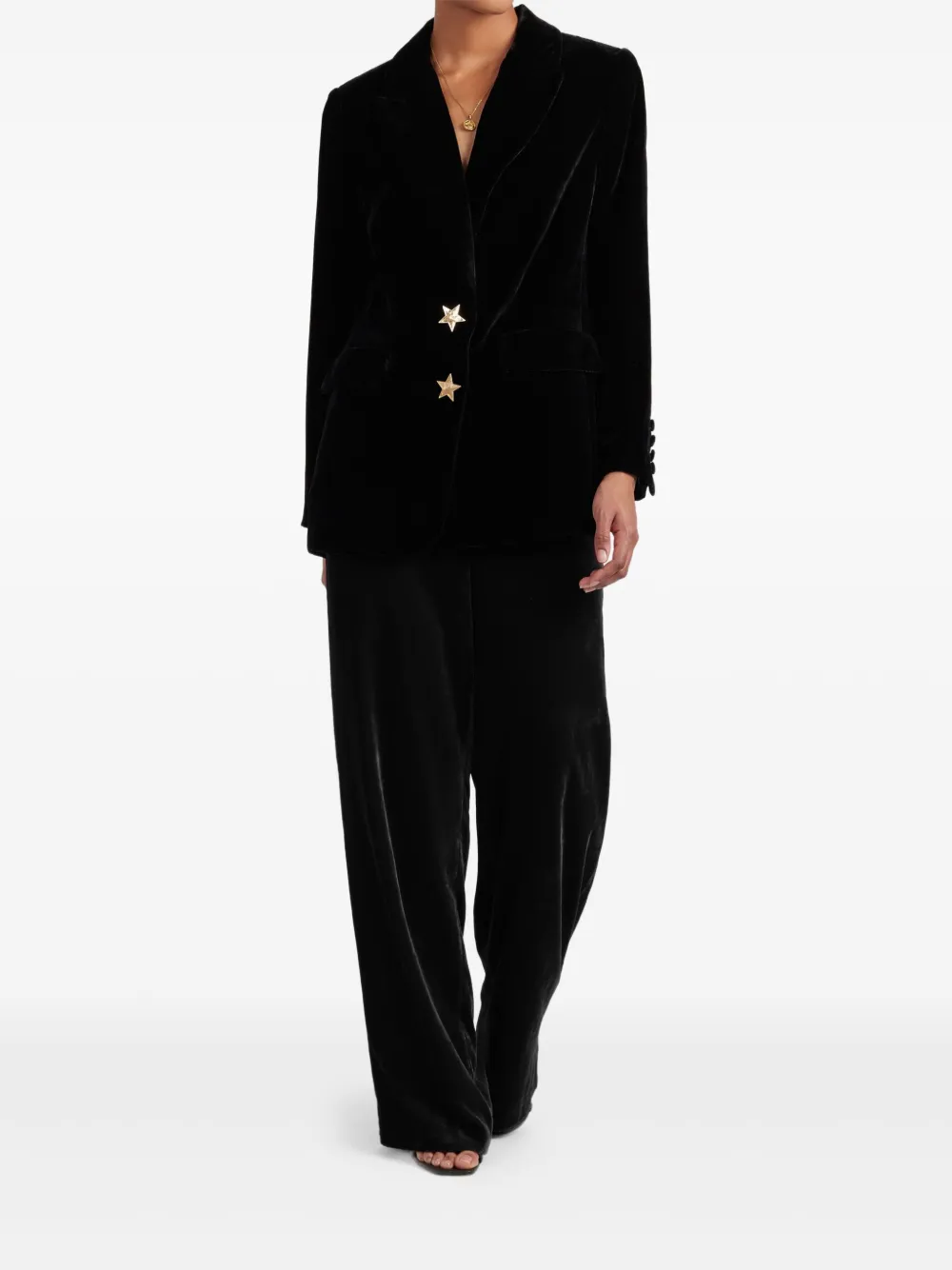 Chinti & Parker Velvet Star-motif Blazer In Black