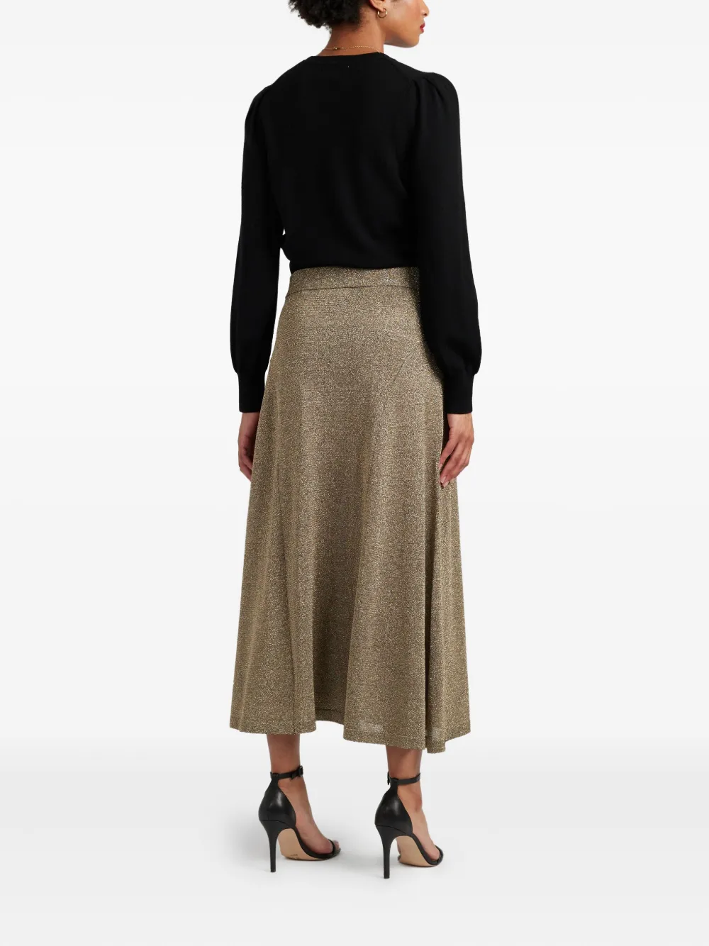 Chinti & Parker Elasticated-waistband Midi Skirt In Gold
