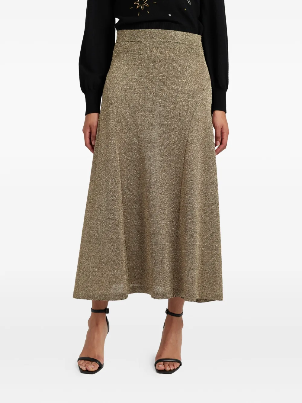 Chinti & Parker Elasticated-waistband Midi Skirt In Gold
