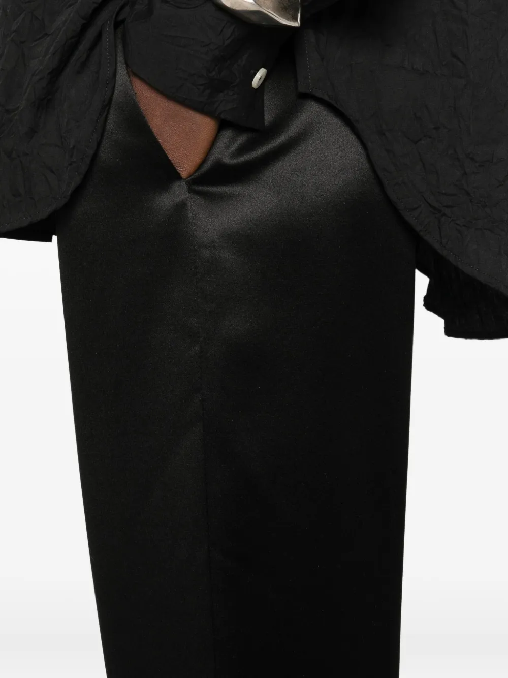 Giorgio Armani Elastic-waist Silk Trousers In Black