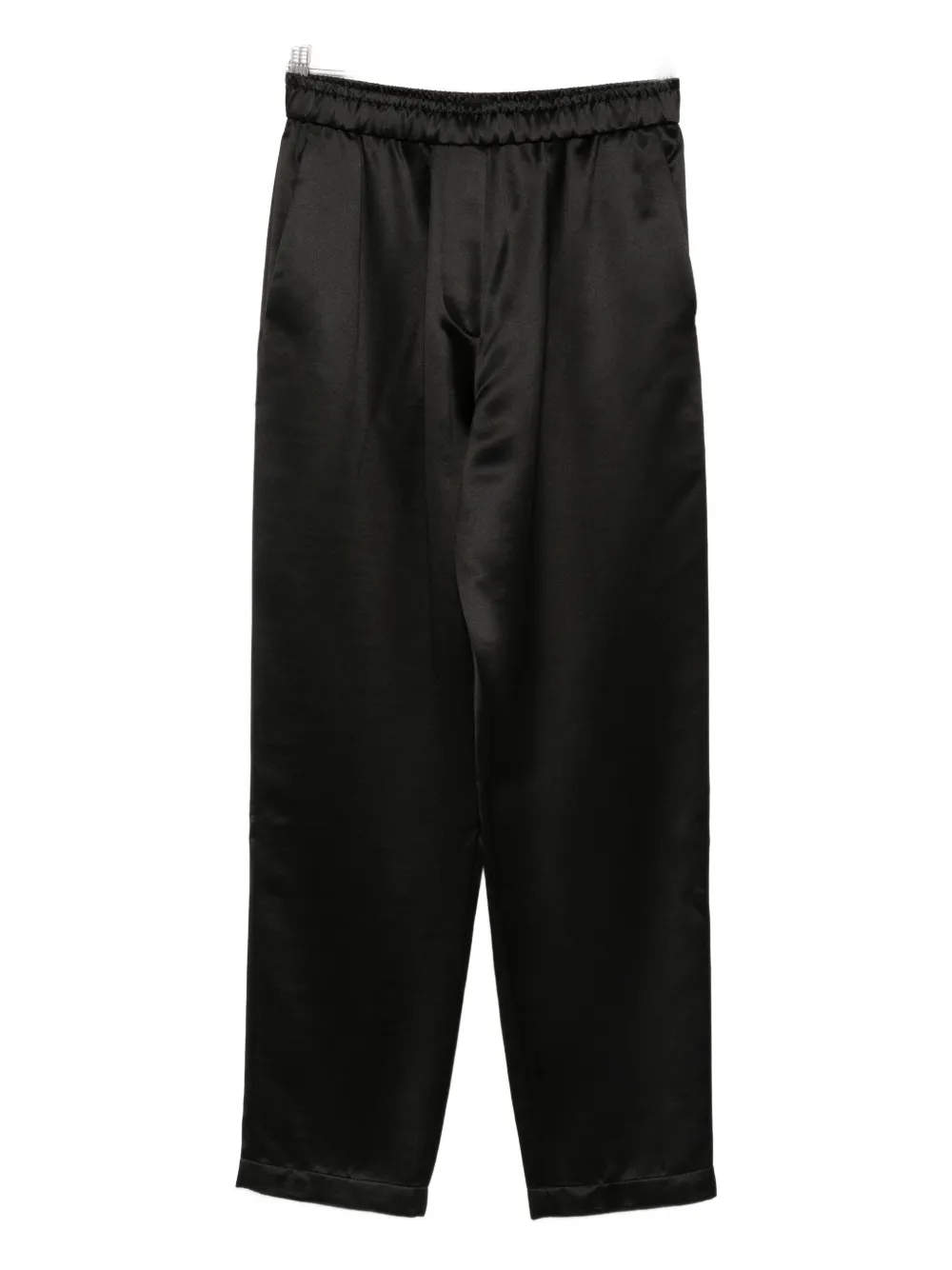 Giorgio Armani Elastic-waist Silk Trousers In Black