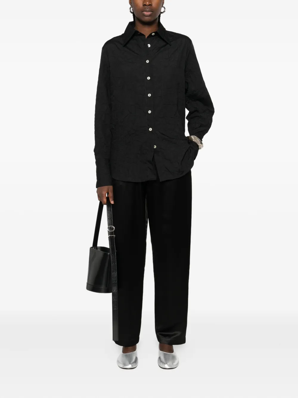 Giorgio Armani elastic-waist silk trousers - Zwart