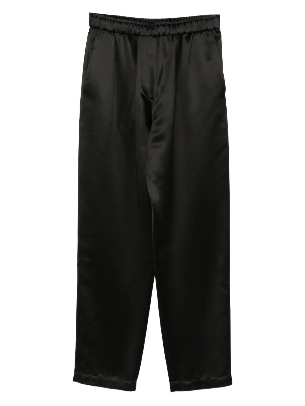 Giorgio Armani Zijden broek met elastische taille Zwart