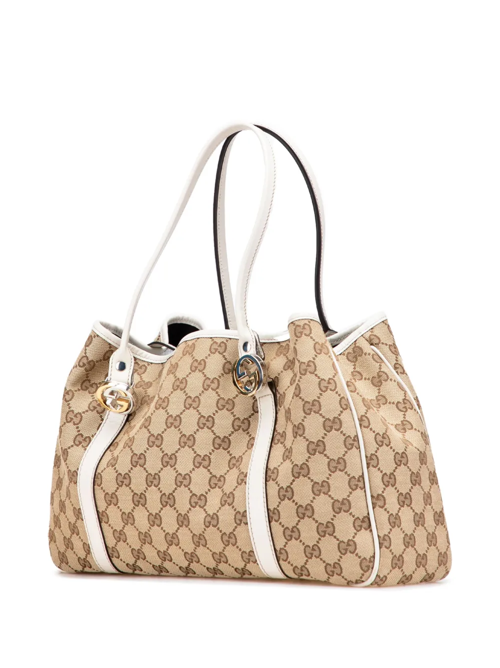 Pre-owned Gucci 2000-2015 Gg Canvas Twins Tote Bag In Brown