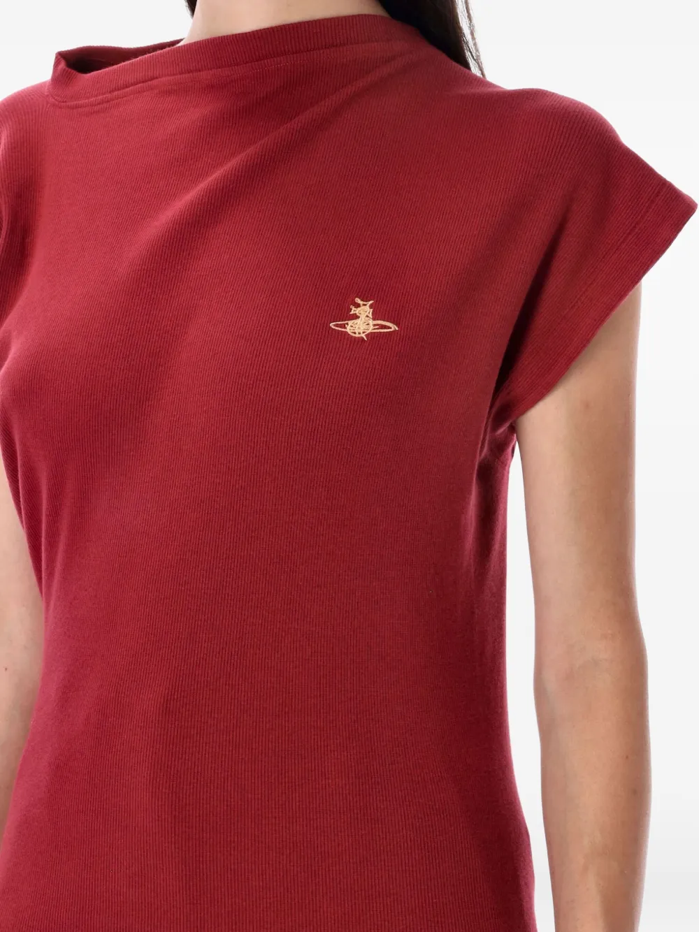 Vivienne Westwood Hebo asymmetric-neck ribbed sweater Rood