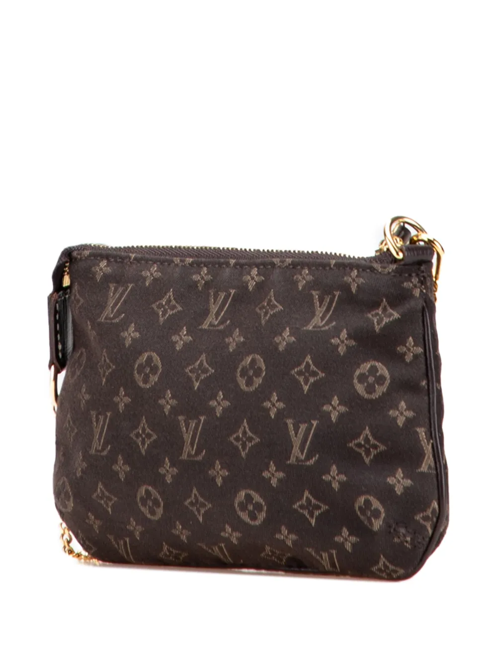 Pre-owned Louis Vuitton 2011 Monogram Mini Lin Mini Pochette Accessoires Handbag In Brown