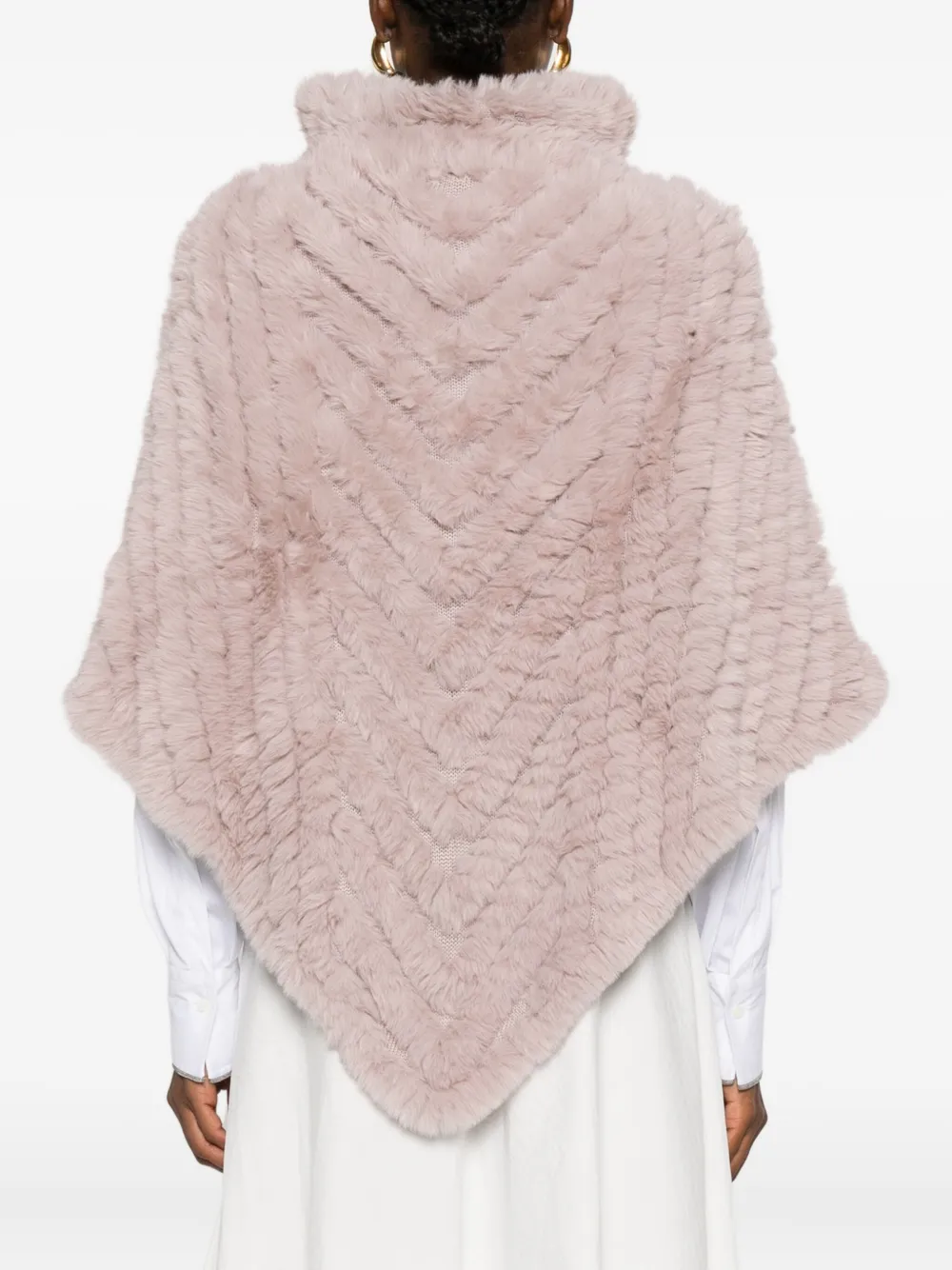 Liu •jo Chevron-pattern Turtleneck Poncho In Pink