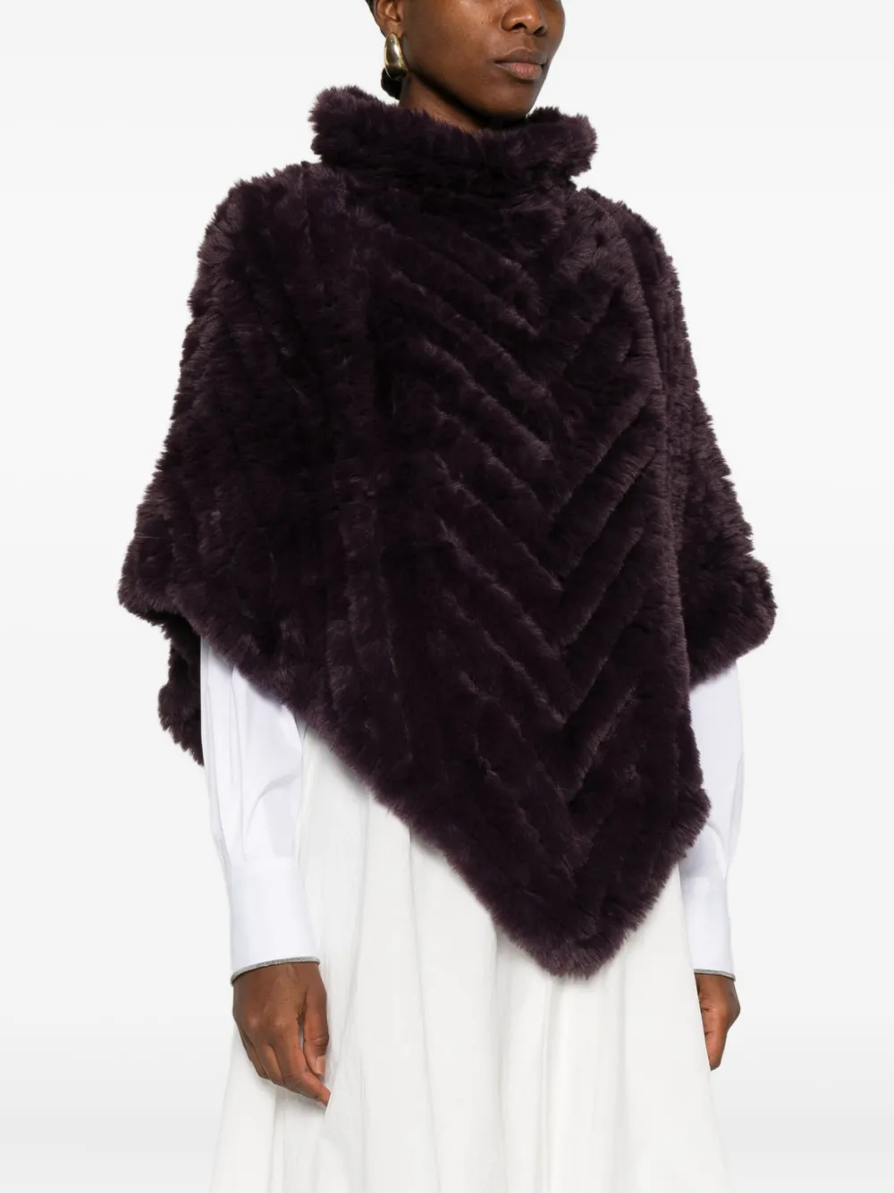 LIU JO Poncho met col en chevron-patroon Paars