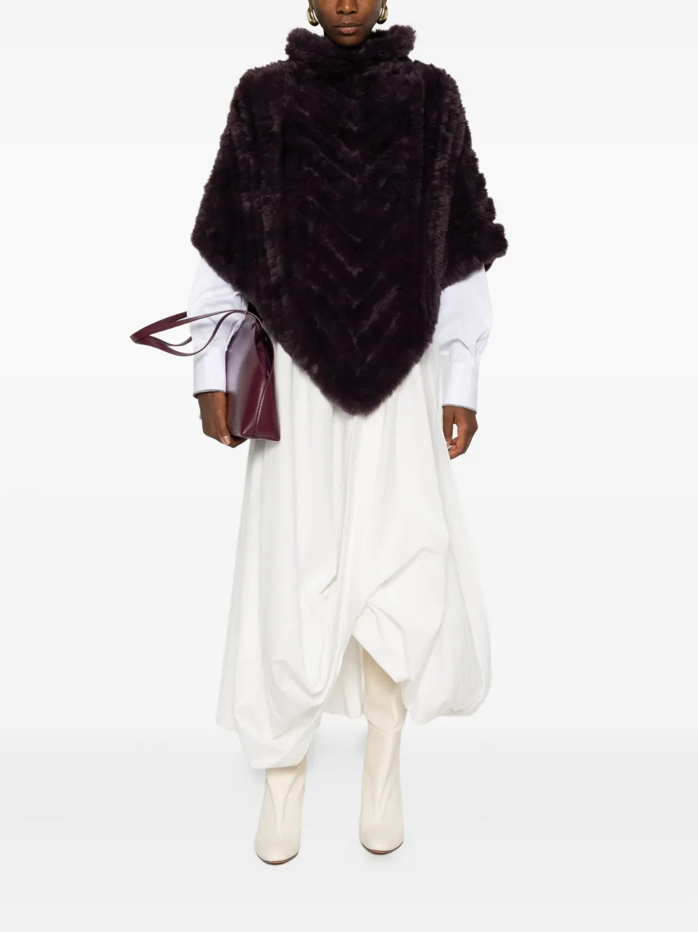LIU JO Poncho met col en chevron-patroon Paars