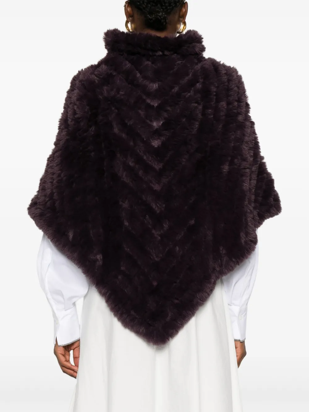 LIU JO Poncho met col en chevron-patroon Paars