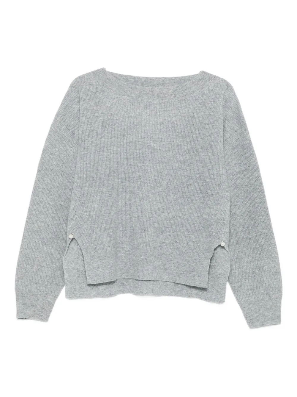 LIU JO ribbed pearl-embellished sweater Grijs