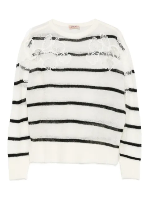TWINSET lace-embellished striped sweater