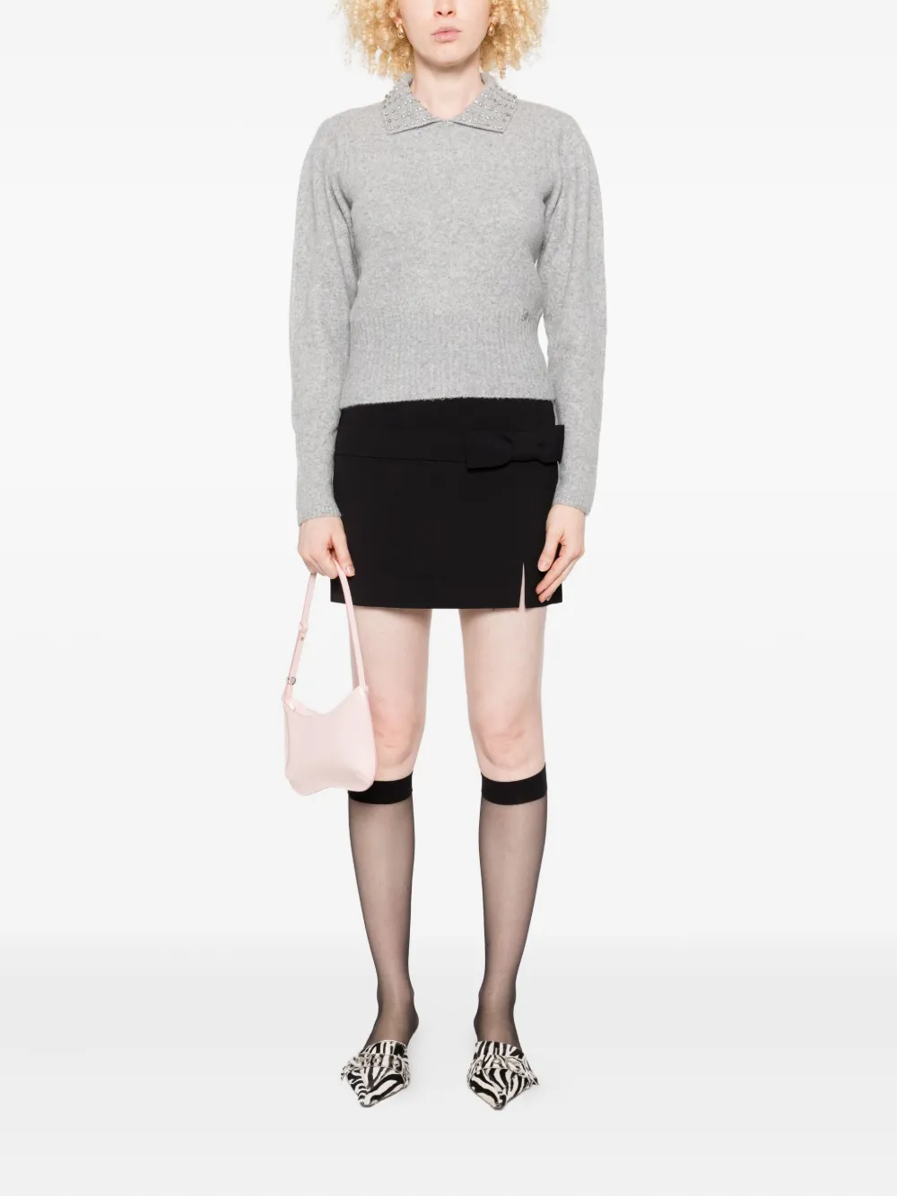 TWINSET embellished-collar sweater Grijs