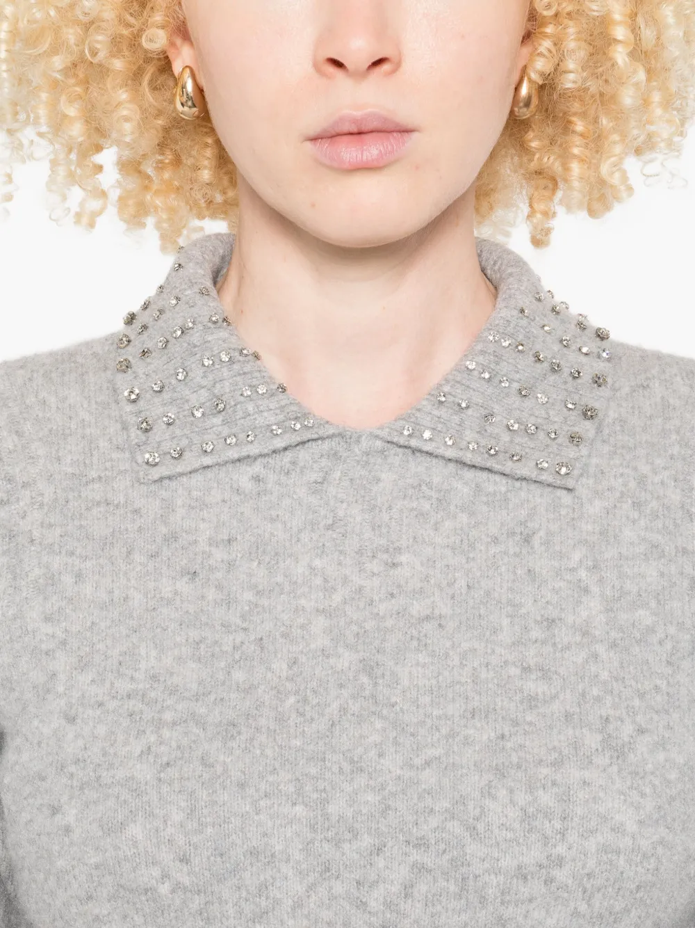 TWINSET embellished-collar sweater Grijs