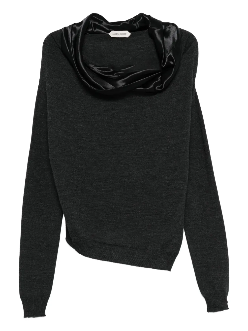 Alberta Ferretti satin-trimmed wool sweater | Grey | Image 1