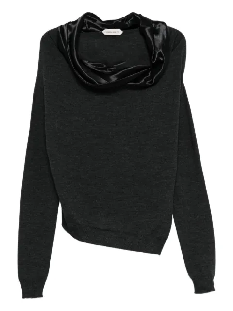 Alberta Ferretti satin-trimmed wool sweater