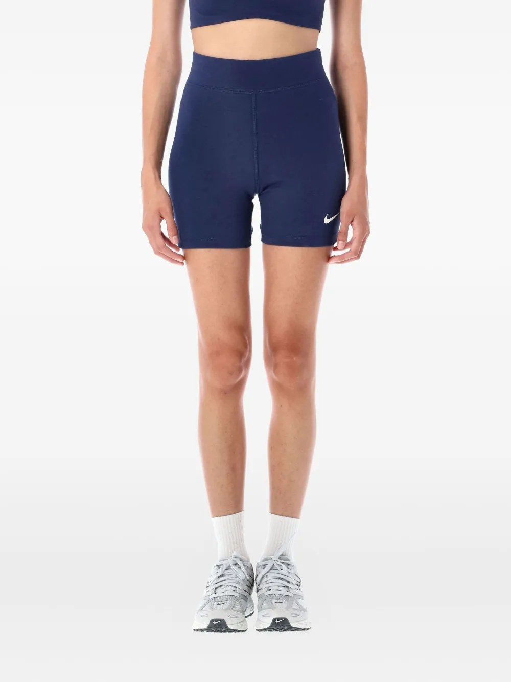 high-waist logo shorts