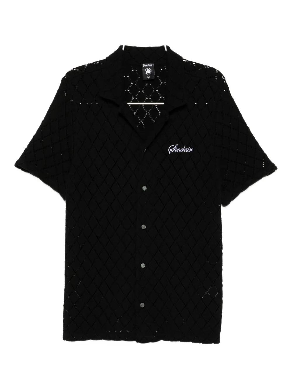 Sinclair Diamond-pattern Knitted Shirt In Black