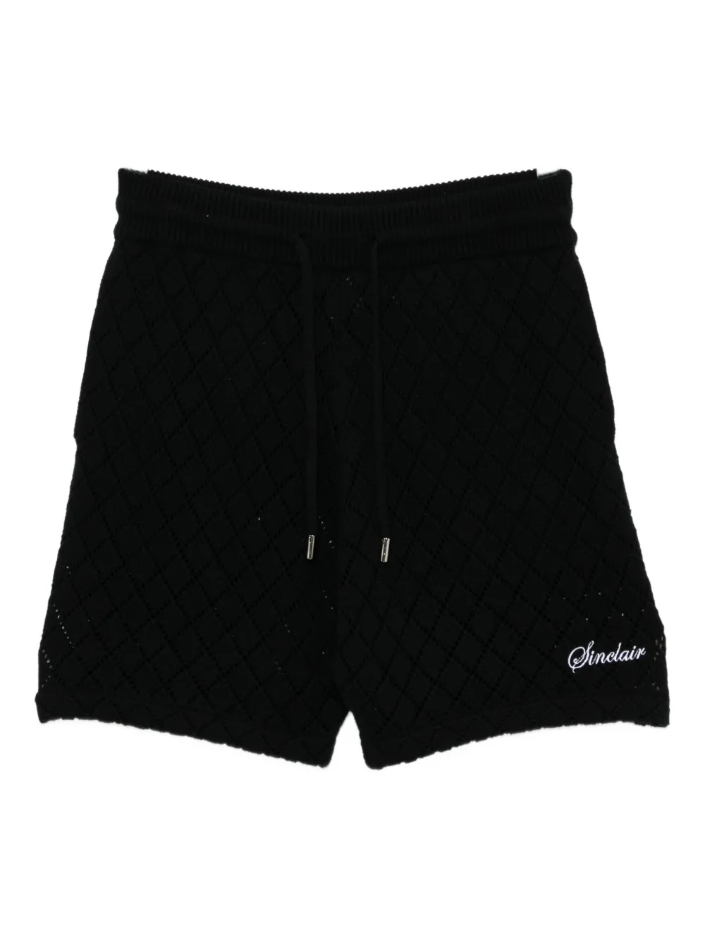 Sinclair Diamond-pattern Knit Shorts In Black