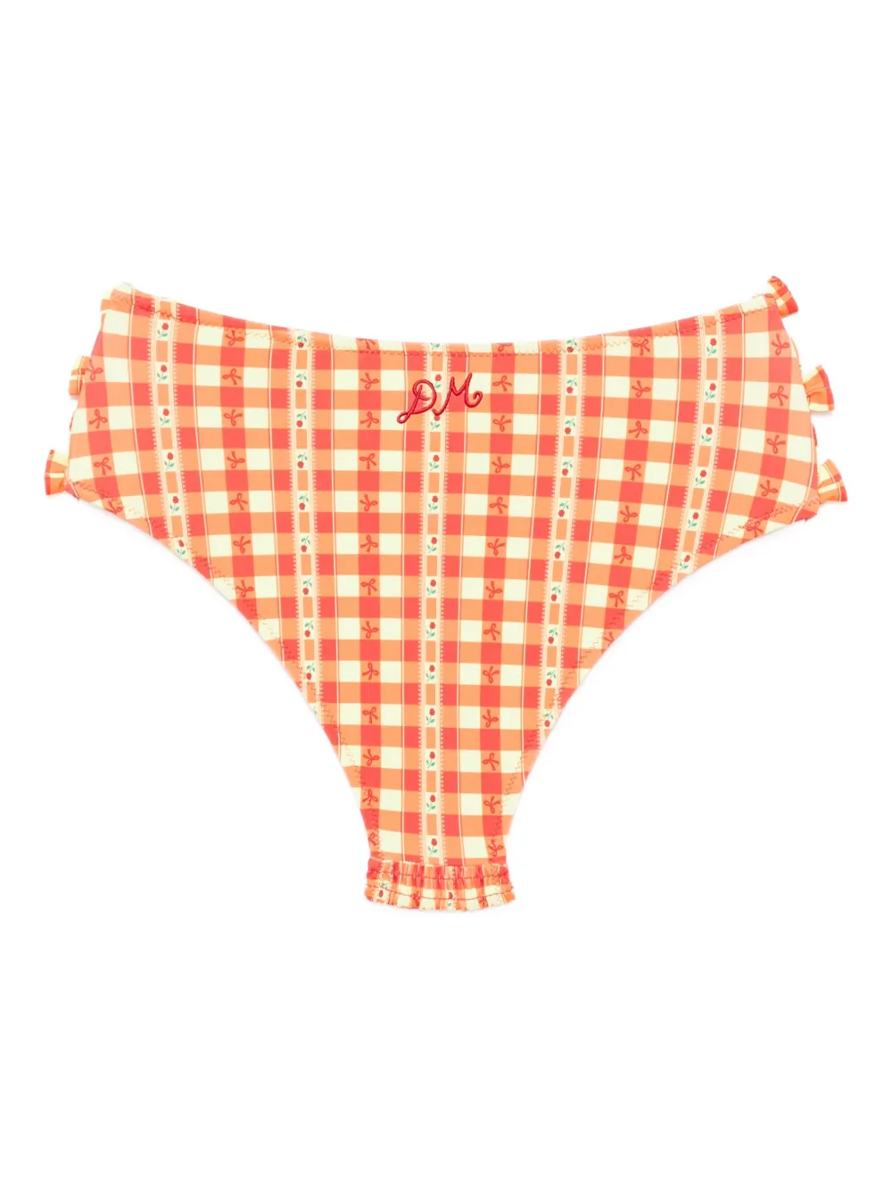 Damson Madder Shirred Bow-embellishment Bikini Bottoms In Orange