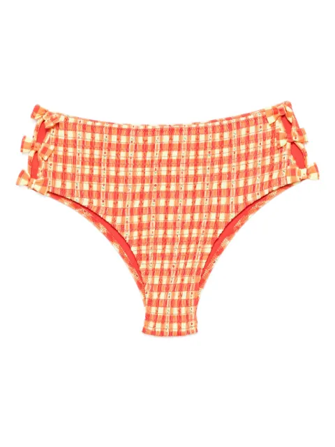 DAMSON MADDER shirred bow-embellishment bikini bottoms 