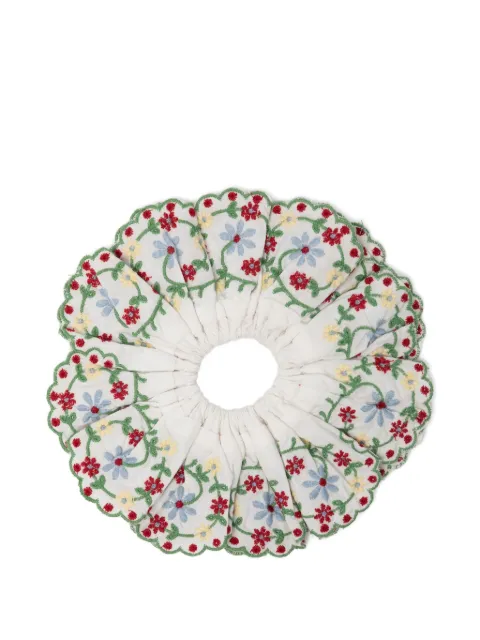 DAMSON MADDER embroidered cotton scrunchie