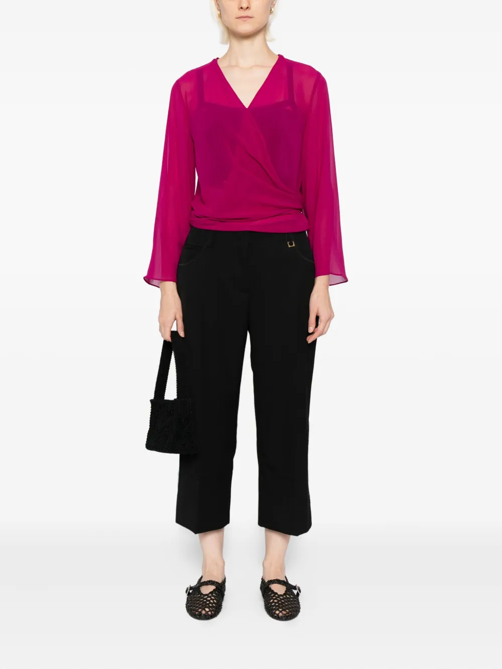 Eileen Fisher Silk Georgette Jacket In Purple