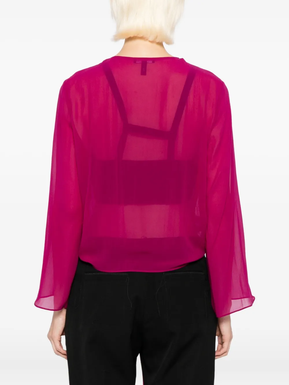 Eileen Fisher Silk Georgette Jacket In Purple