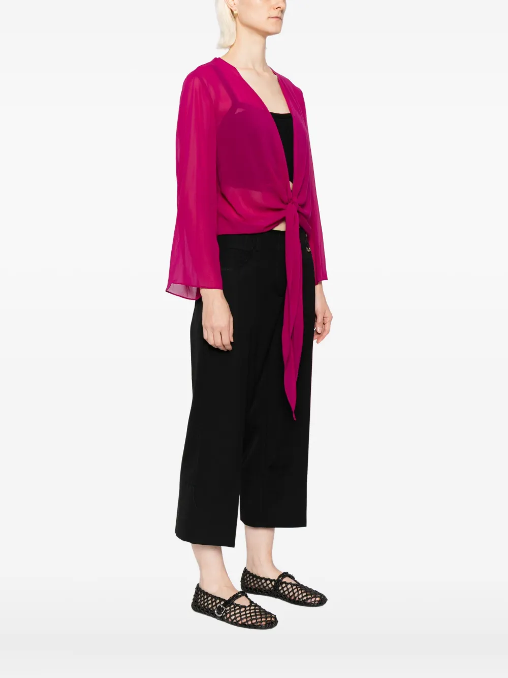 Eileen Fisher Silk Georgette Jacket In Purple