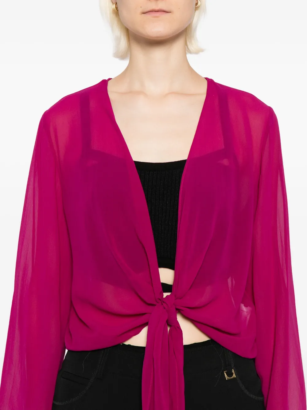 Eileen Fisher Silk Georgette Jacket In Purple