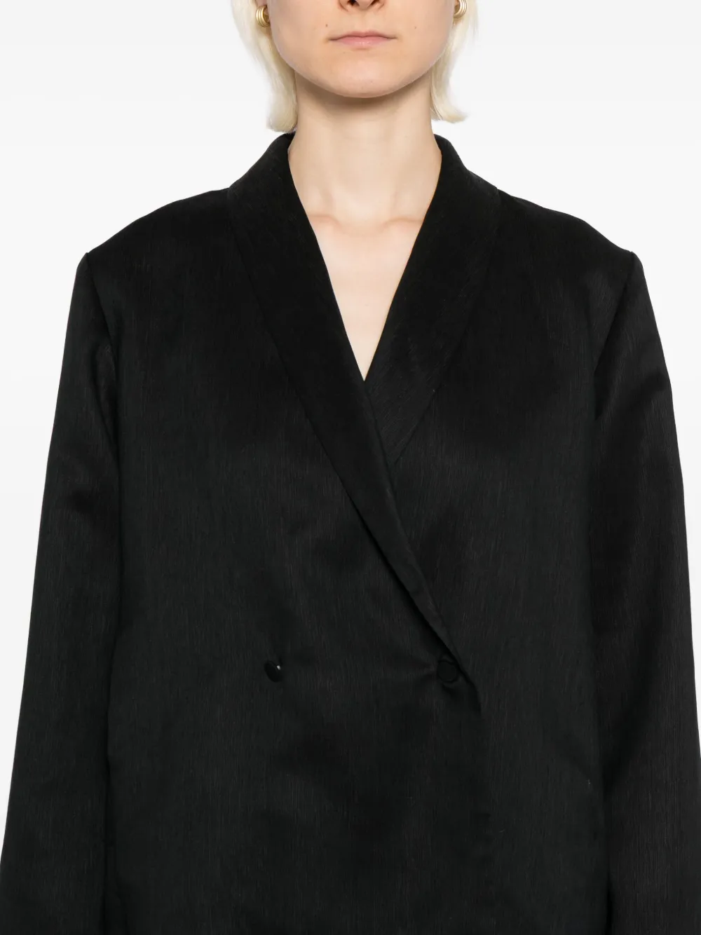 Eileen Fisher Zijden blazer met sjaalkraag Zwart
