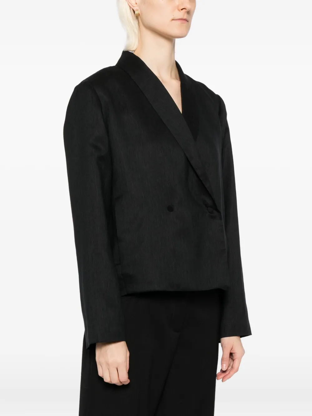 Eileen Fisher Zijden blazer met sjaalkraag Zwart