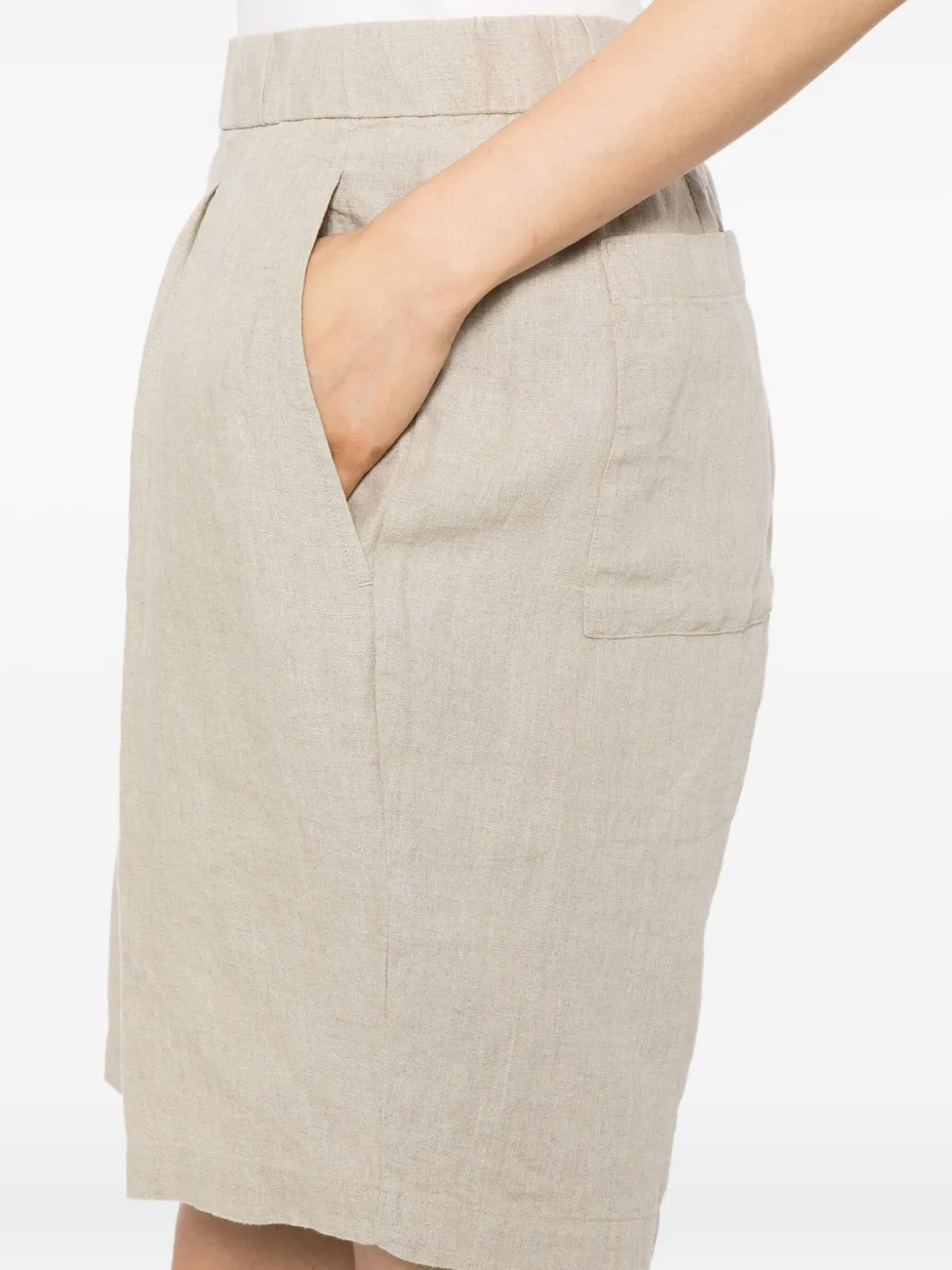 Eileen Fisher Geplooide linnen shorts Beige