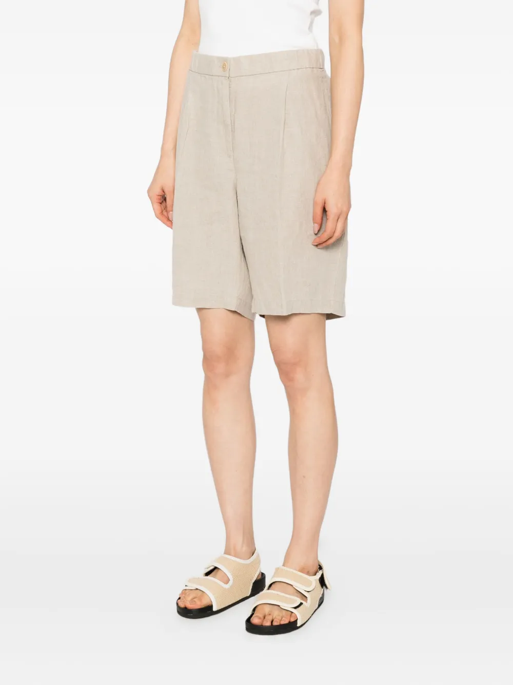 Eileen Fisher Geplooide linnen shorts Beige