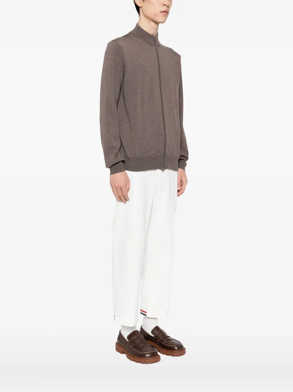 Aurélien Merino Zipper Cardigan In Gray