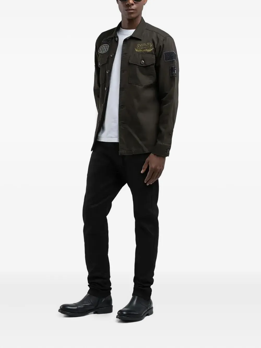 Replay Hyperflex belt-loops jeans - Zwart
