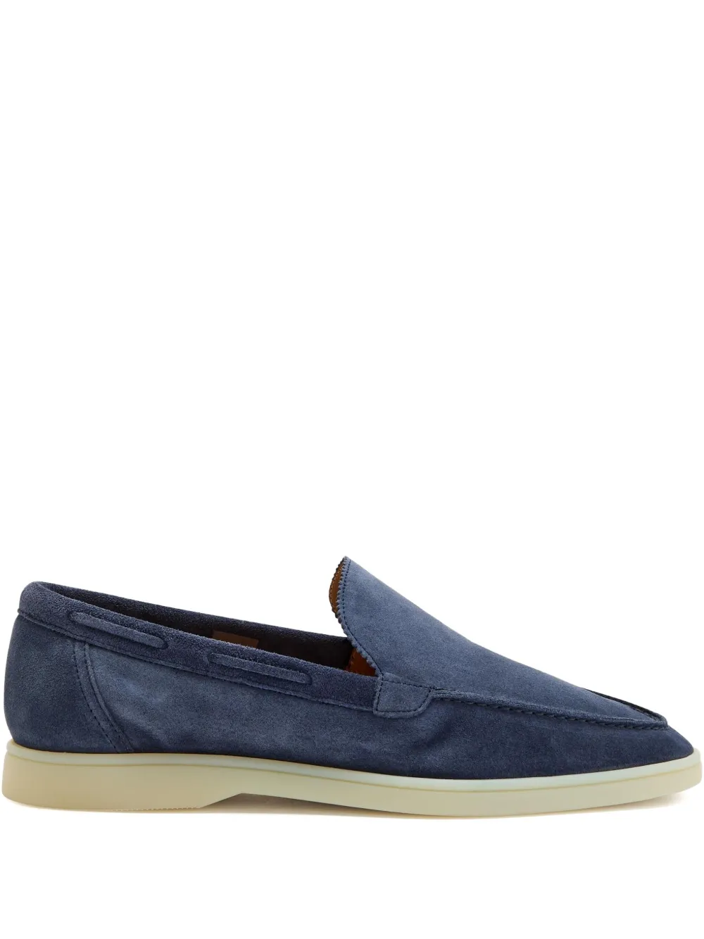 Aurélien Yatch Suede Scallop-edge Loafers In Blue