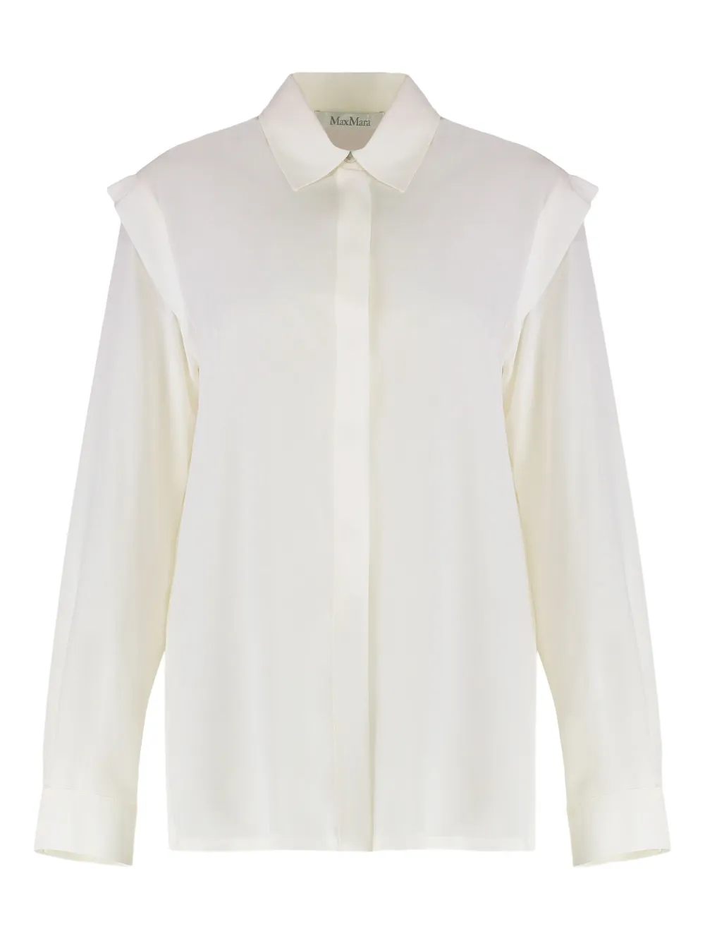Max Mara ruffled-shoulder silk shirt Wit