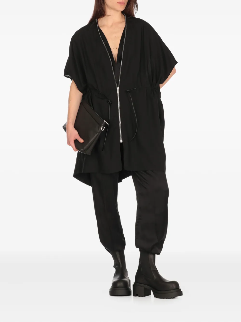 Rick Owens Sail zip-front drawstring coat Zwart
