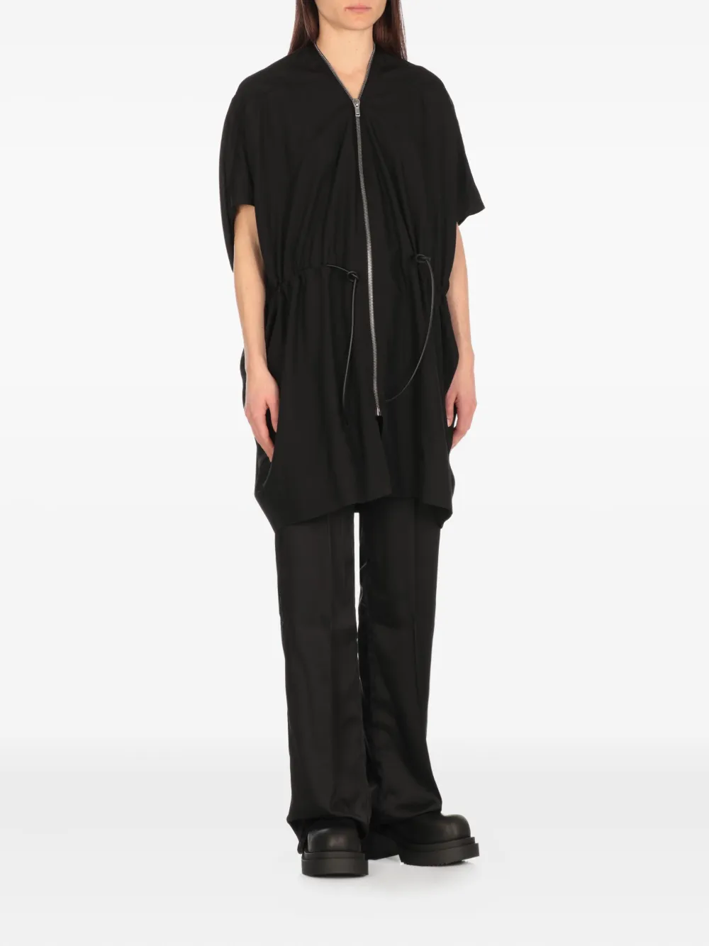 Rick Owens Sail zip-front drawstring coat Zwart