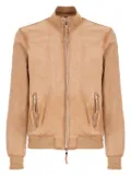 THE JACK LEATHERS ribbed-trim leather jacket - Brown