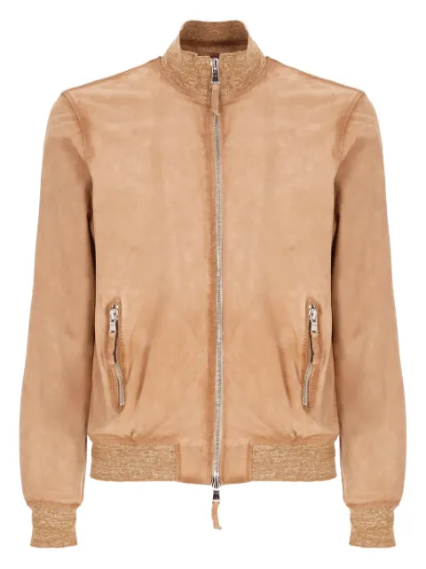 THE JACK LEATHERS ribbed-trim leather jacket