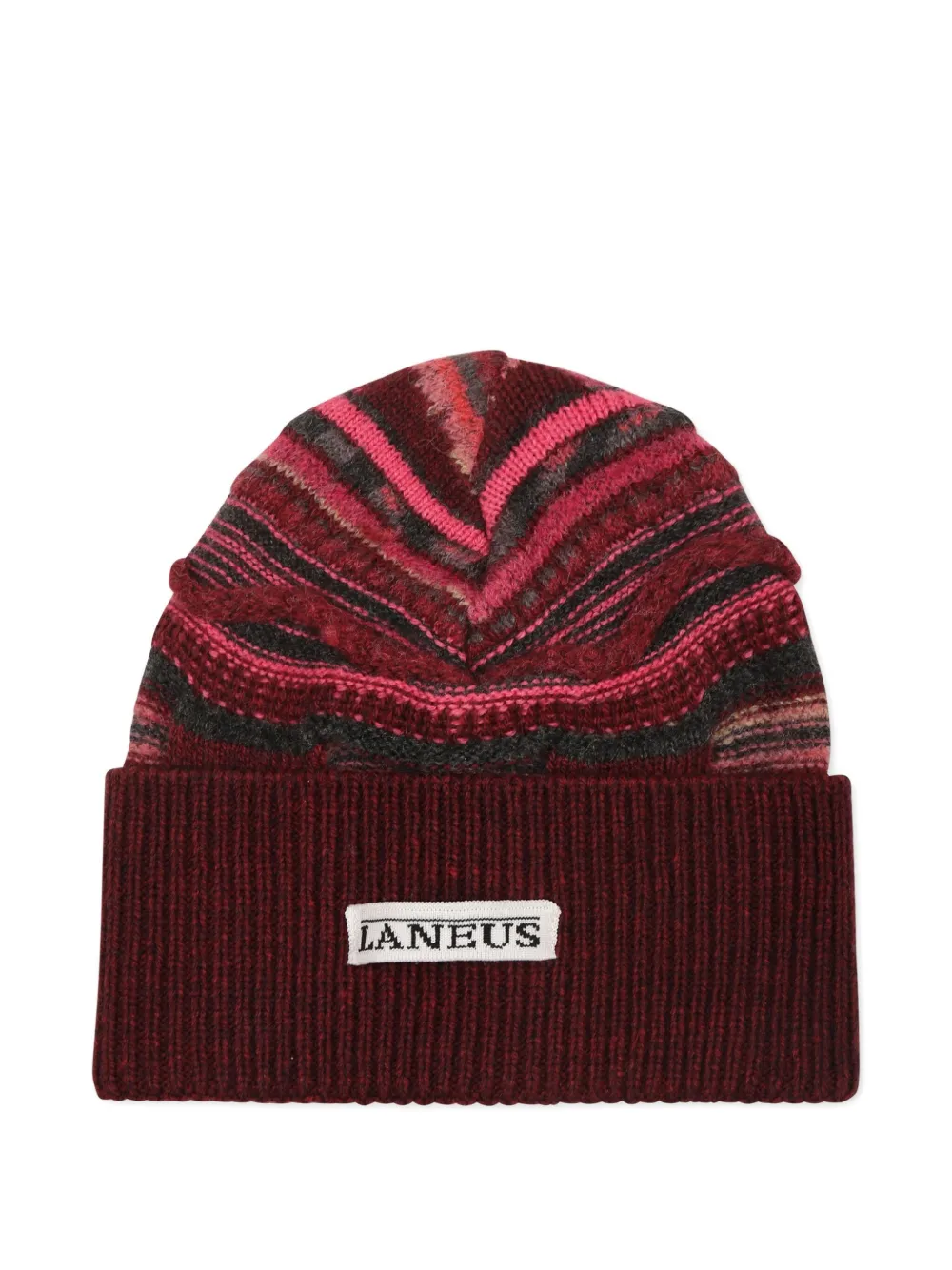 Laneus striped cable-knit beanie hat - Roze