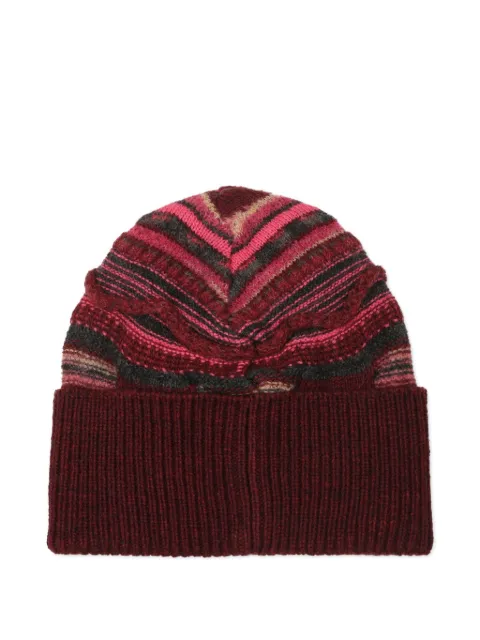 Laneus striped cable-knit beanie hat